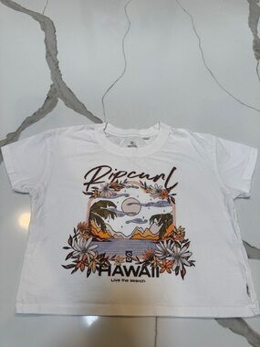 Girls Rip Curl Hawaii Crop White Tee size 8 XS